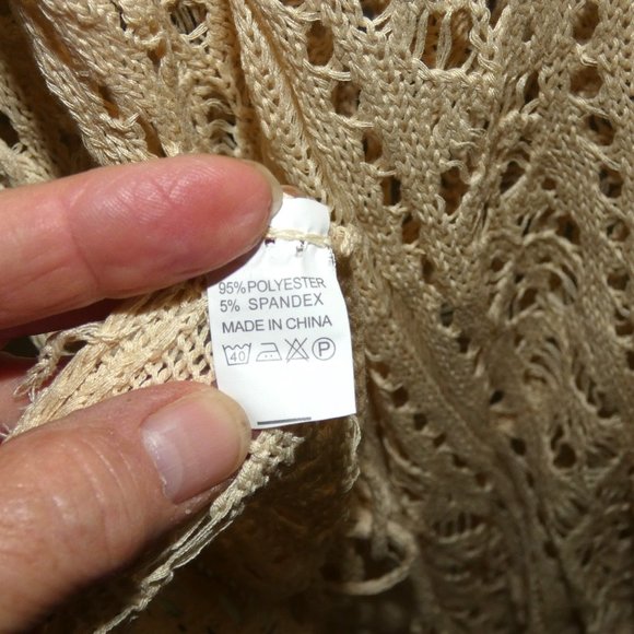 Knit Lace Beach Cover Up Poncho Cream Ecru One Size - Picture 3 of 3
